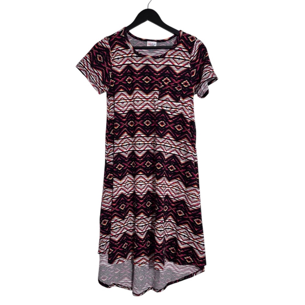 LuLaRoe Carly Dress Tribal Geometric Print Size XS Multicolor Festival Vibes